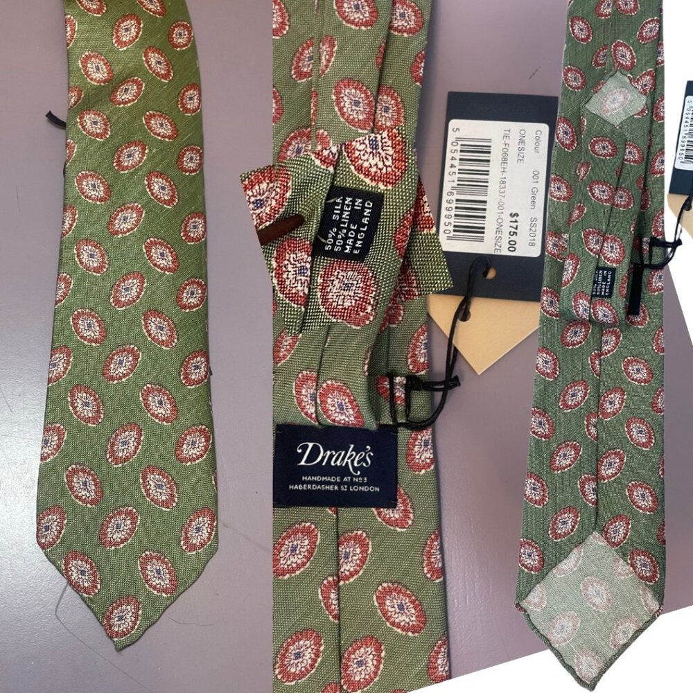 Drakes hand sewn tie 50% Silk 50% Linen